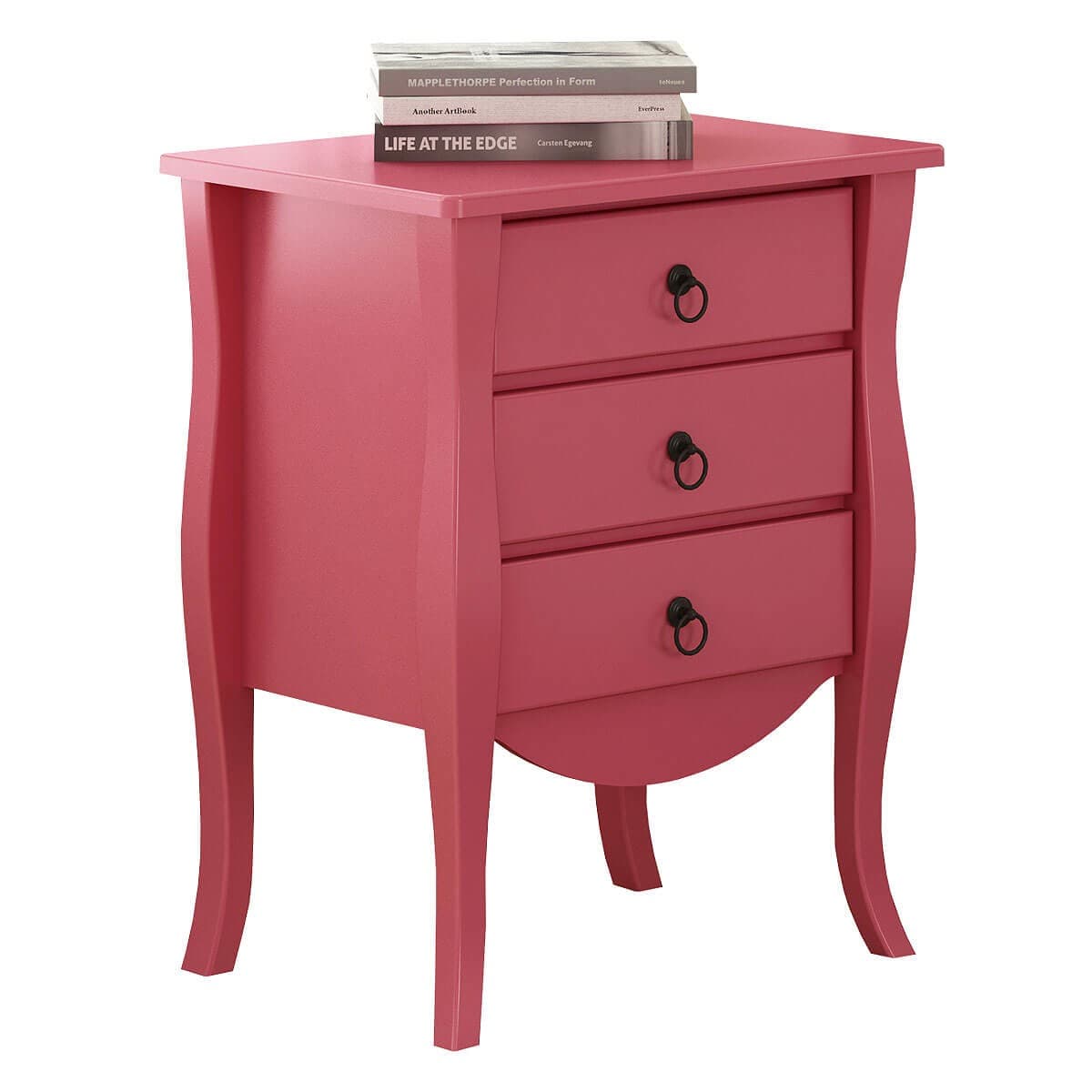 Mesa de Cabeceira Miami 3 Gavetas Rosa
