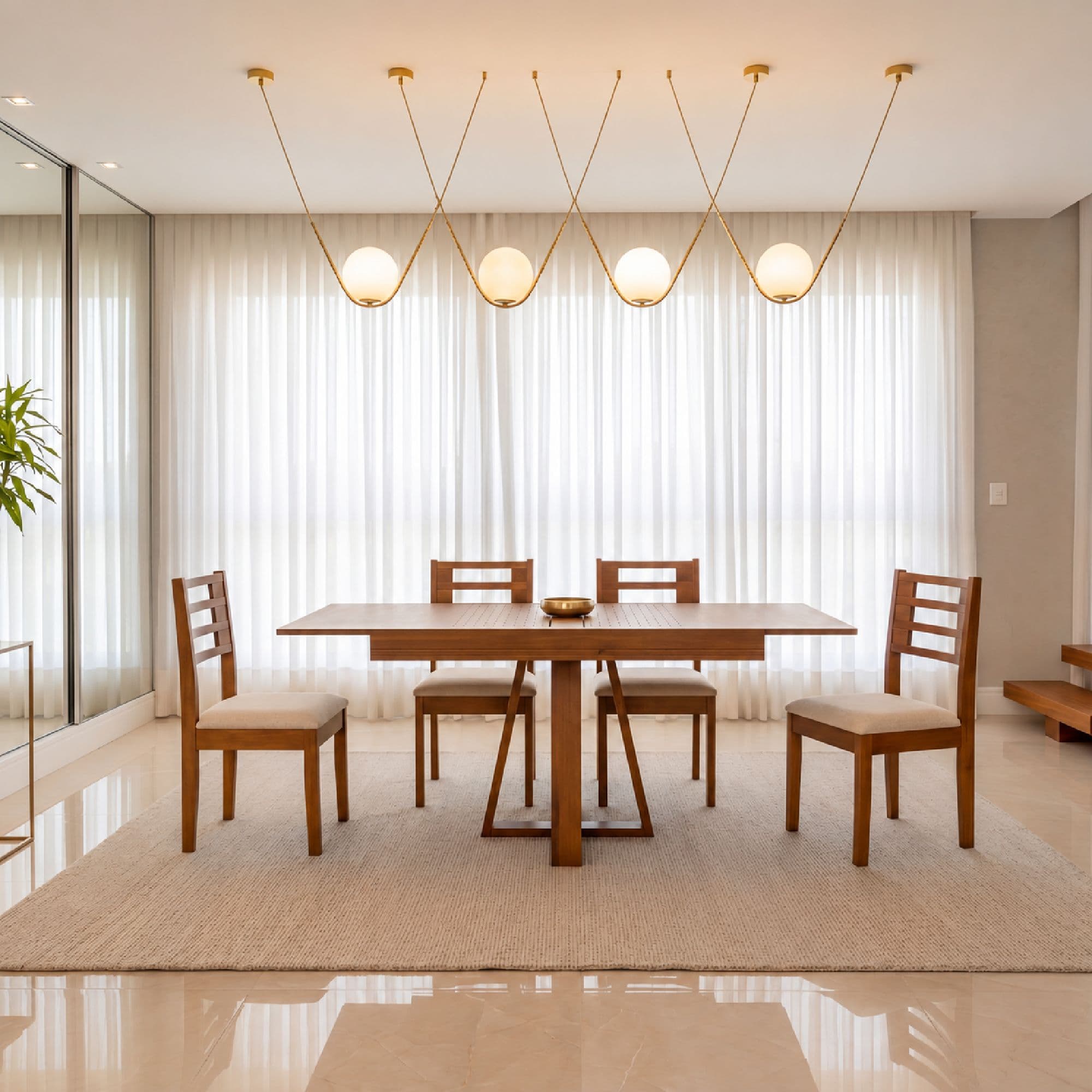 Conjunto Mesa de Jantar Extensível Ypê 1,20 com 4 Cadeiras Estofadas