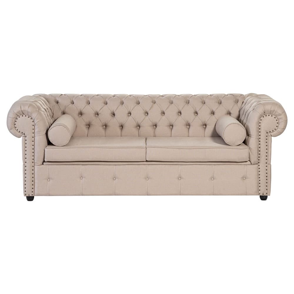 Sofá Chesterfield 2 Lugares 180 Cm Veludo Bege — foto 2