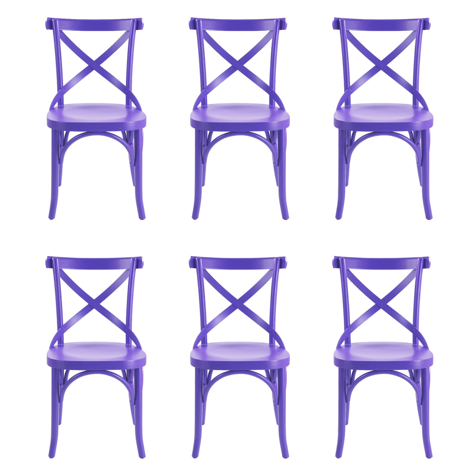 Conjunto 6 Cadeiras com Assento Anatômico e Encosto X Paris Roxo
