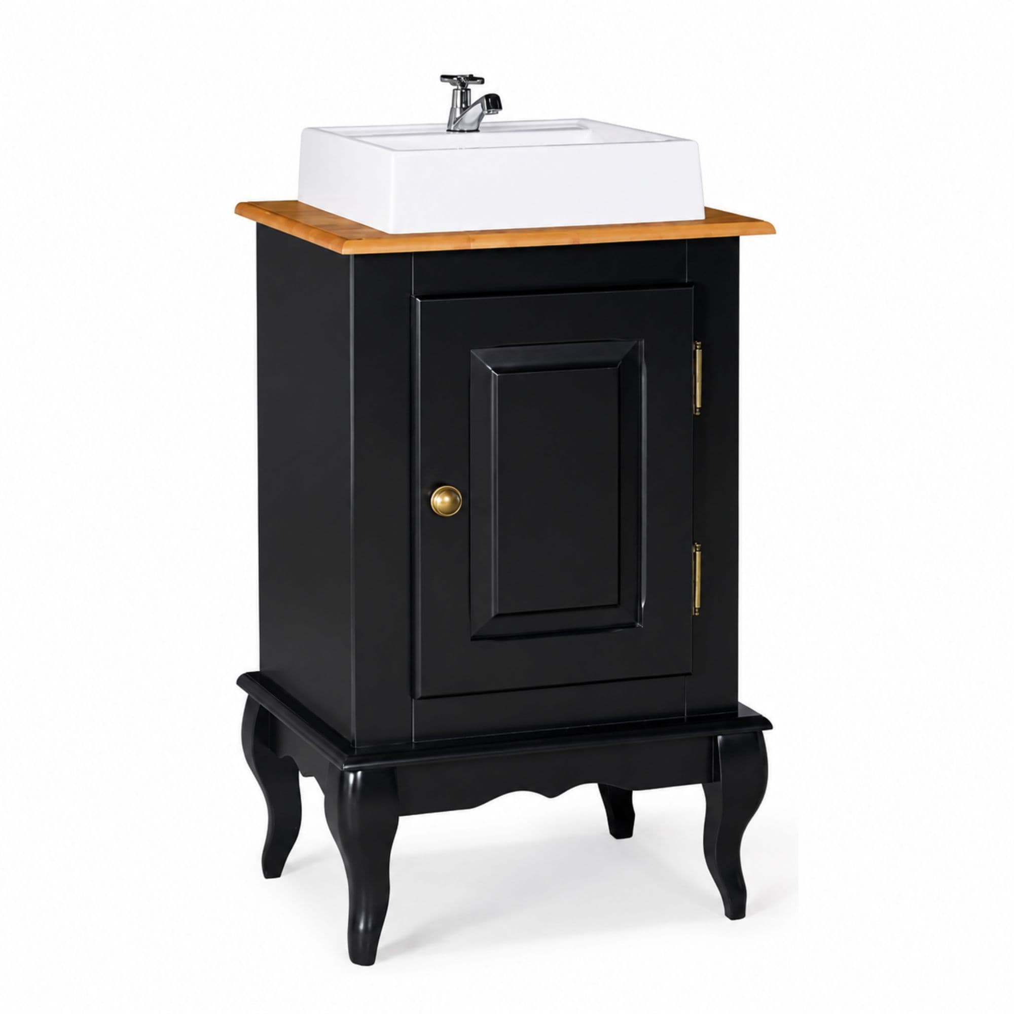 Balcão de Madeira para Banheiro 1 Porta Dália Preto 81 X 48 Cm