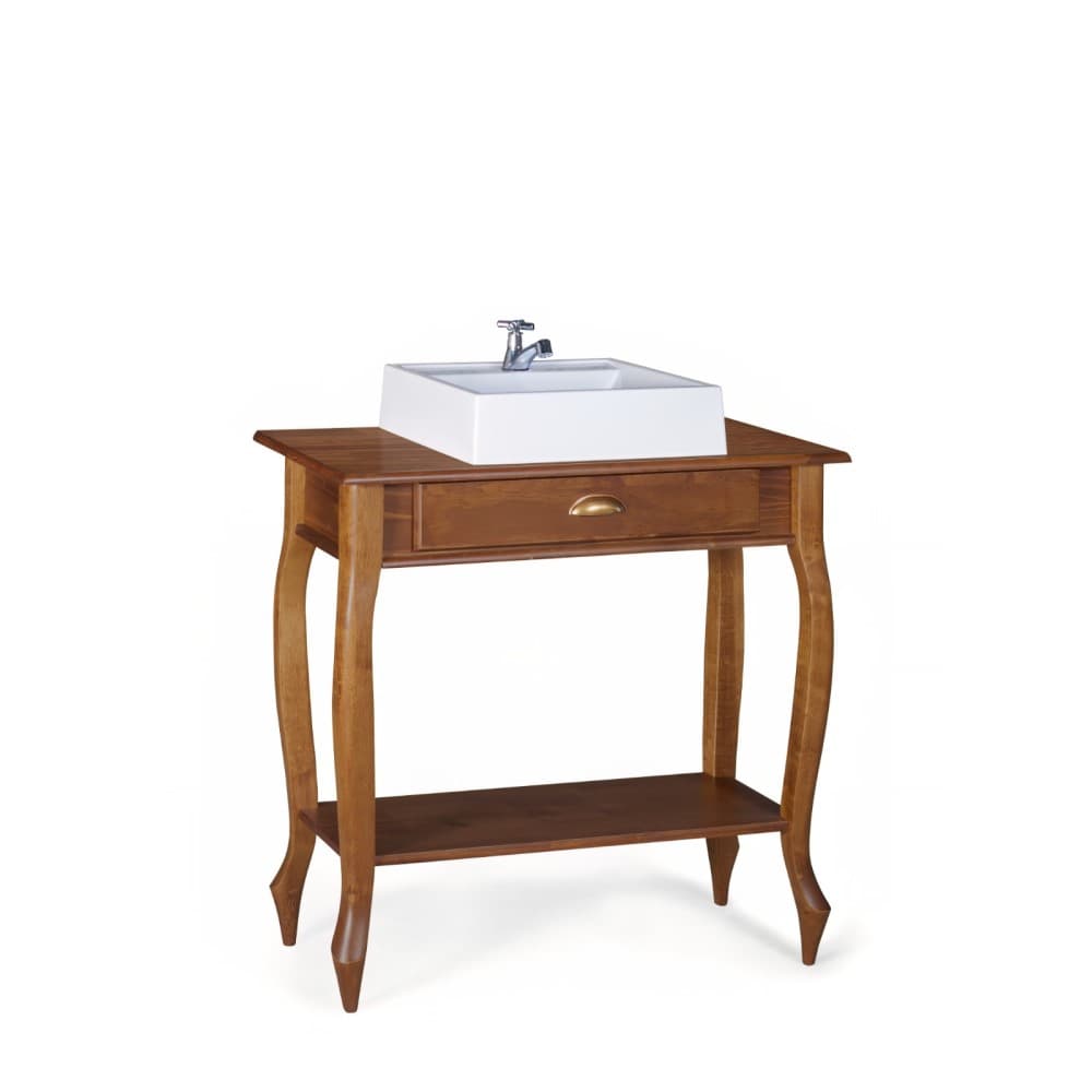 Mini Lavabo Luiz Xv de Madeira com 1 Gaveta e 1 Prateleira em Imbuia