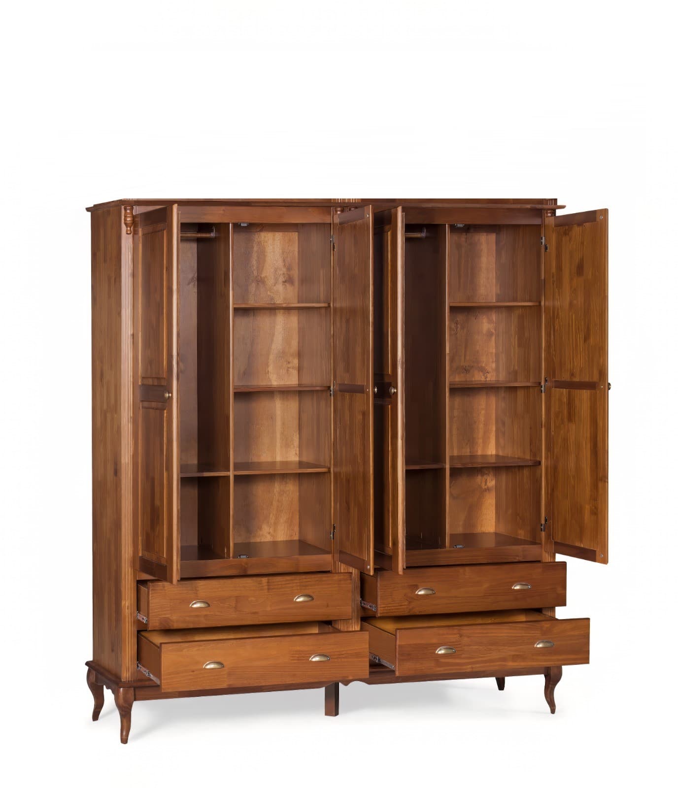 Roupeiro de Madeira com 4 Portas e 4 Gavetas Hanover 205 X 195 Cm
