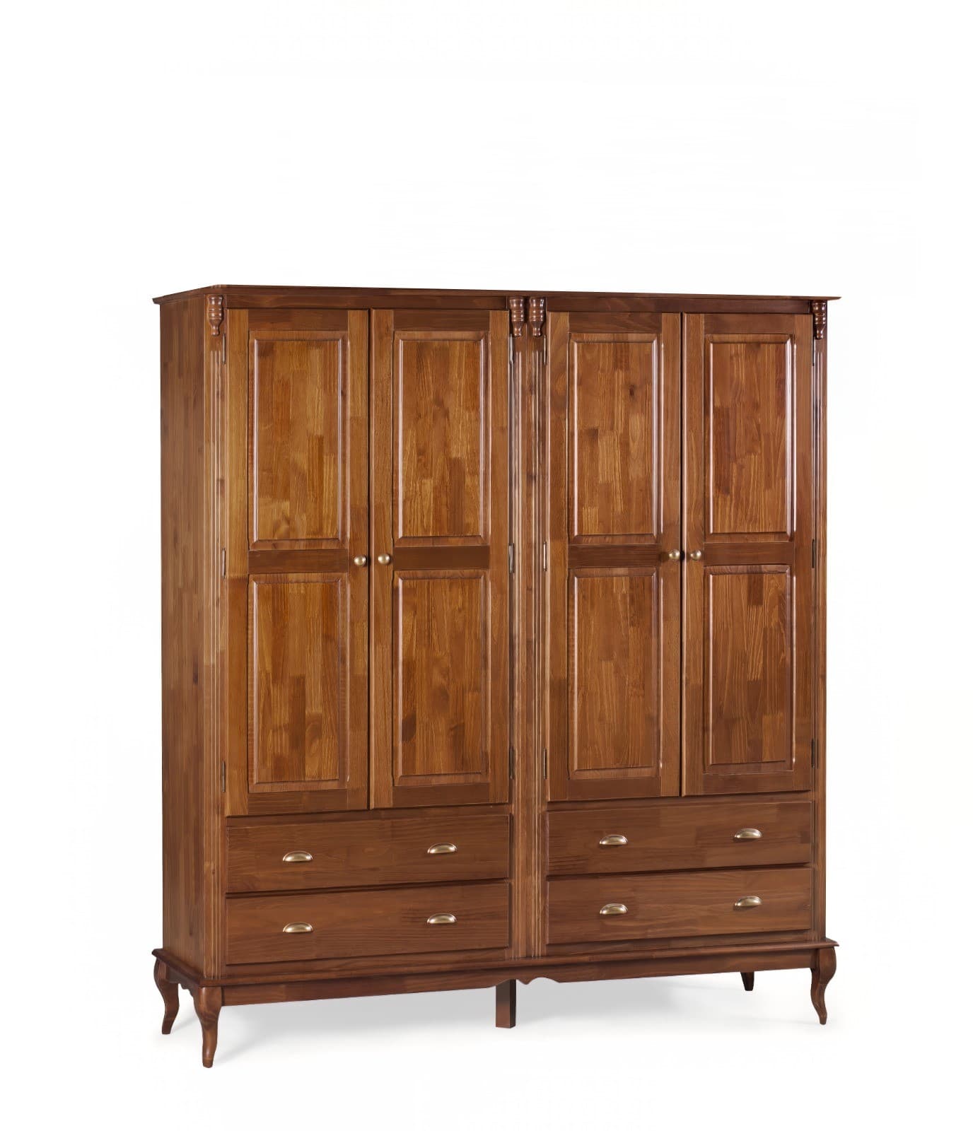 Roupeiro de Madeira com 4 Portas e 4 Gavetas Hanover 205 X 195 Cm