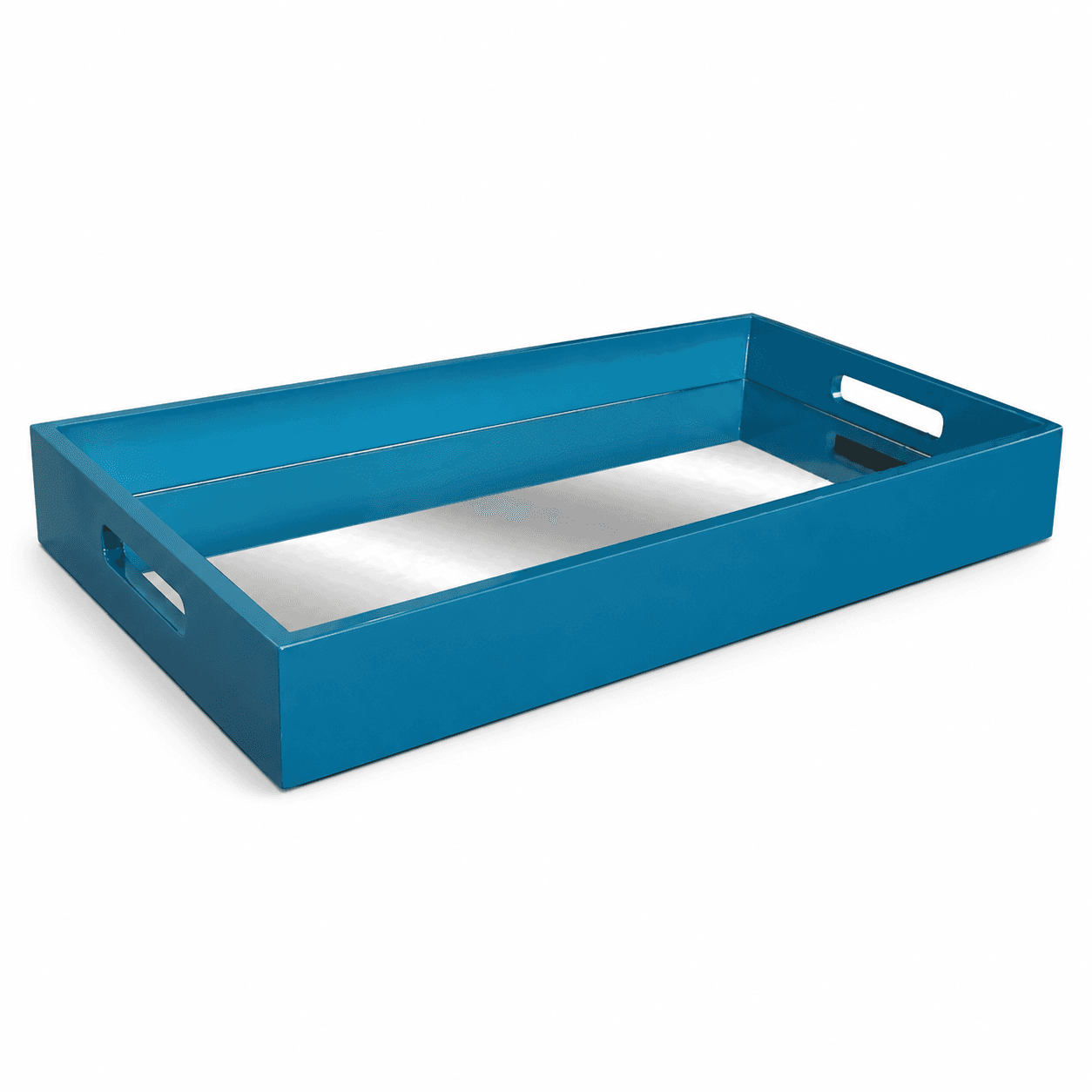 Bandeja com Espelho Retangular 30X50 Cm Azul Turquesa