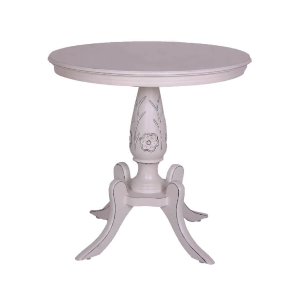 Mesa de Jantar Redonda de Madeira 100 Cm Na Cor Branco Provençal