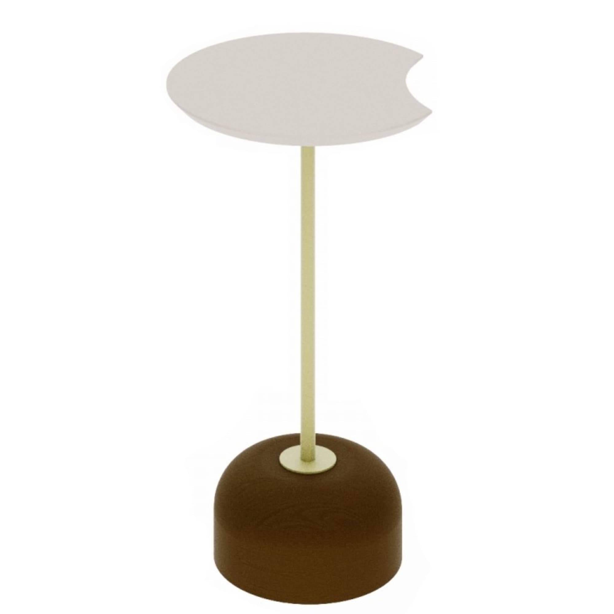 Mesa de Apoio Menor Luara Madeira Off White com Nogal e Metal Dourado