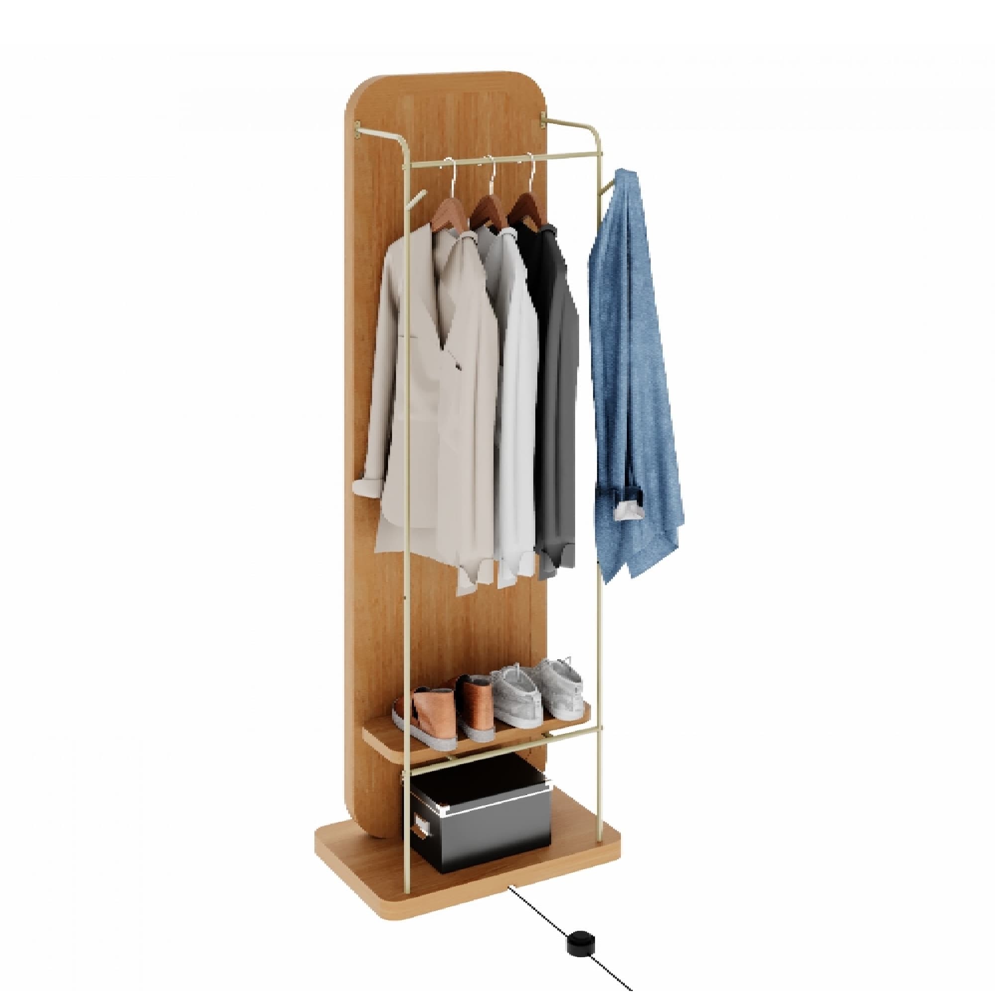Mini Closet Espelho com Suporte Forje Natural com Metal Dourado
