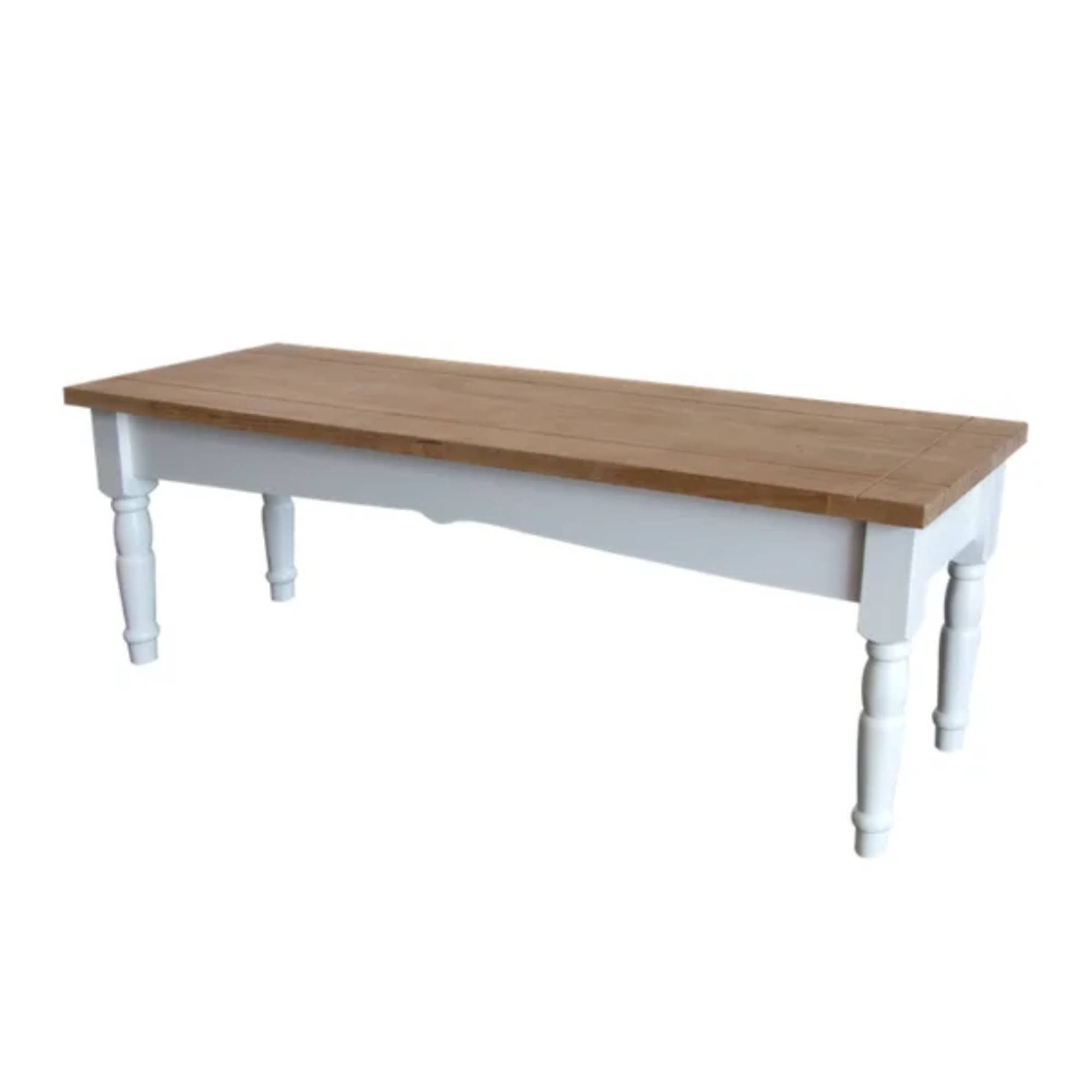 Banco Vivere com Pés Torneados Cor Branco e Imbuia para Mesa de 160X80