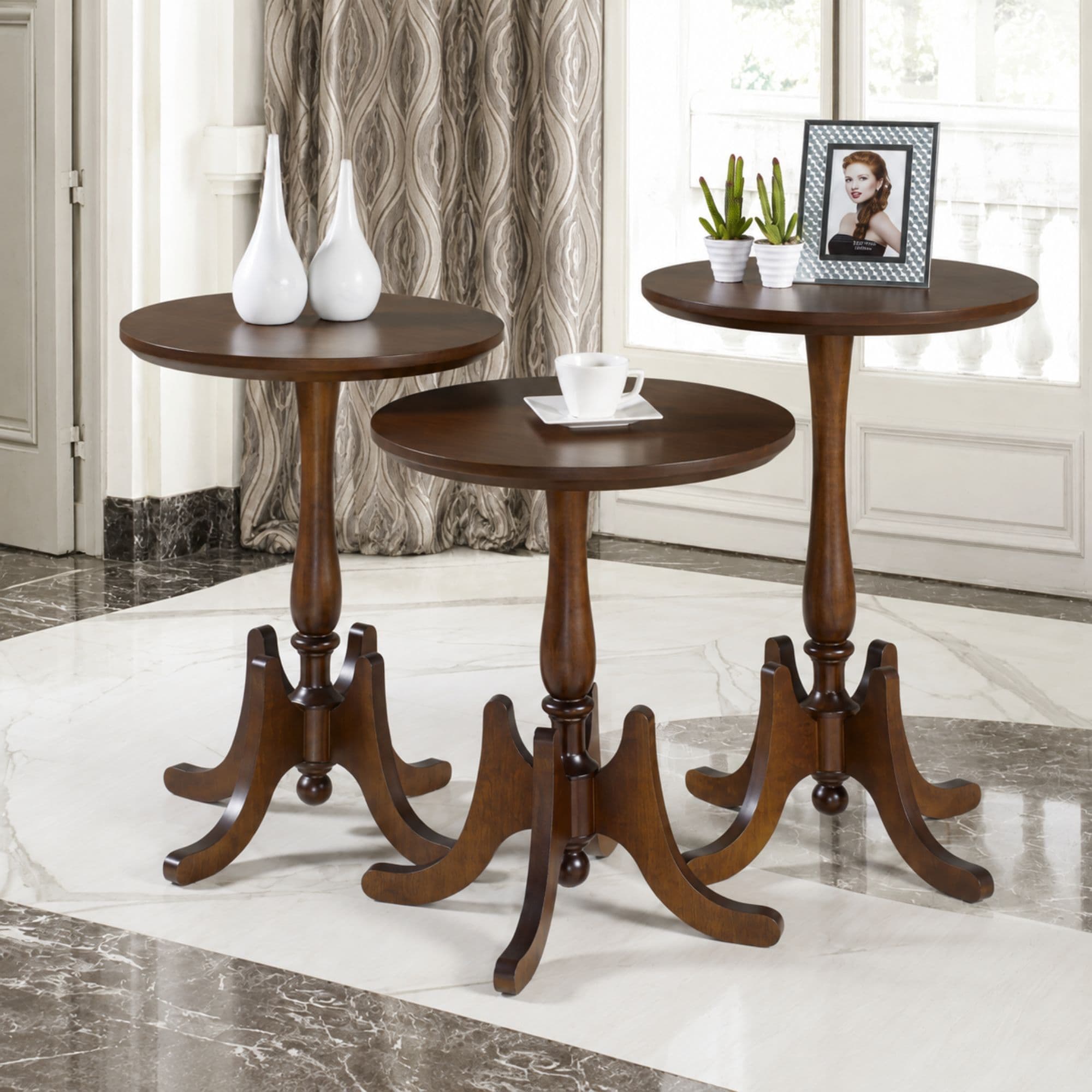 Mesa de Apoio Alta Fróg Redonda Madeira Decorativo Imbuia Glazer