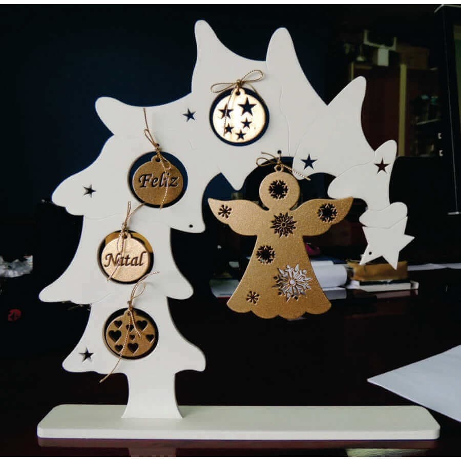 Enfeite de Natal do Anjo da Guarda Cores Branco e Dourado 28 Cm