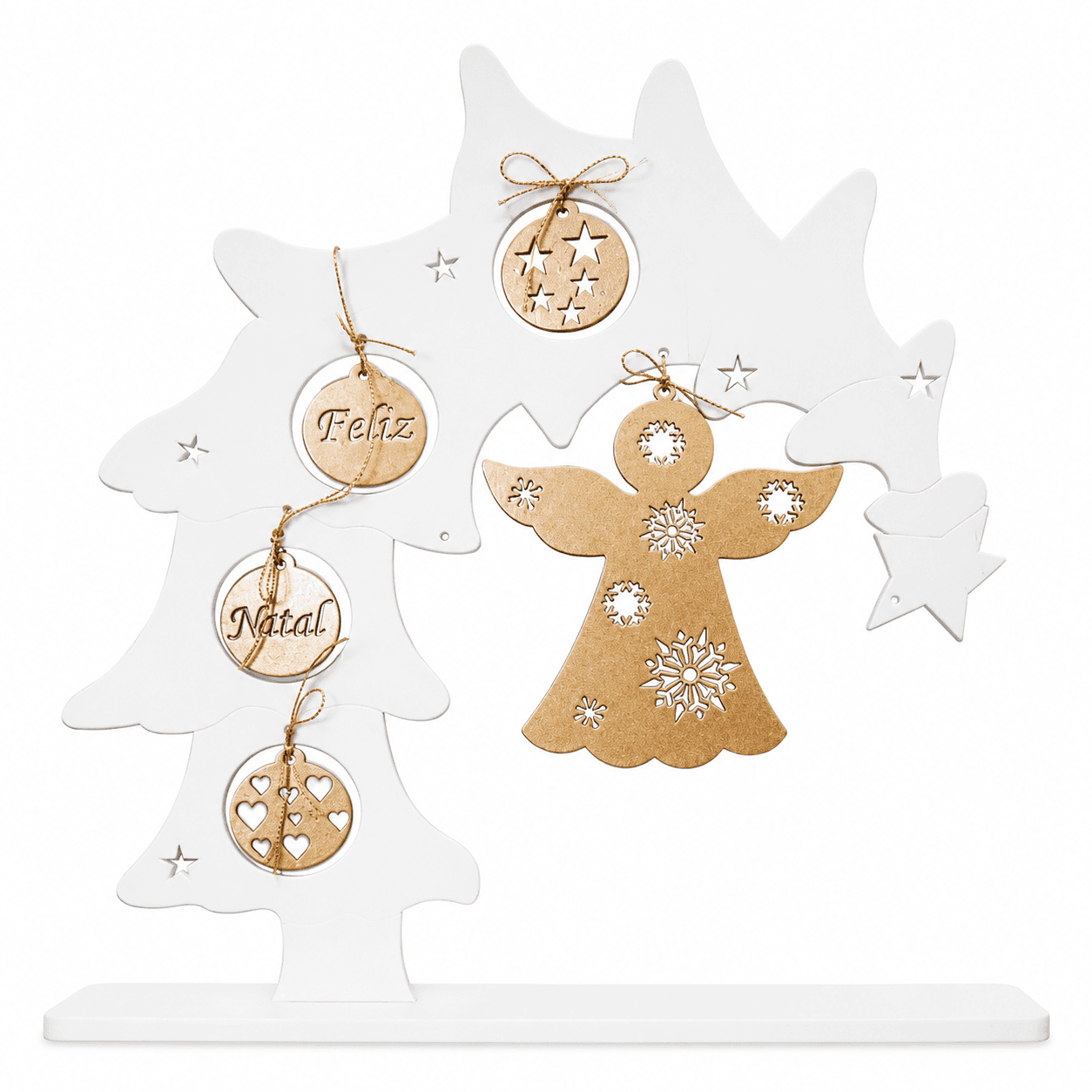 Enfeite de Natal do Anjo da Guarda Cores Branco e Dourado 28 Cm