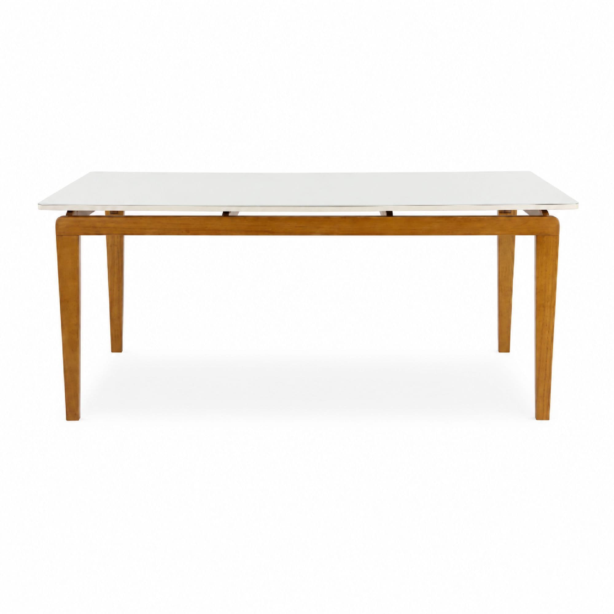 Conjunto Mesa de Jantar com Tampo de Vidro e 4 Cadeiras Ripadas