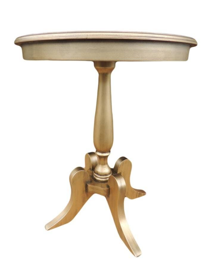 Mesa Lateral Redonda de Madeira 60 Cm Fênix Dourado