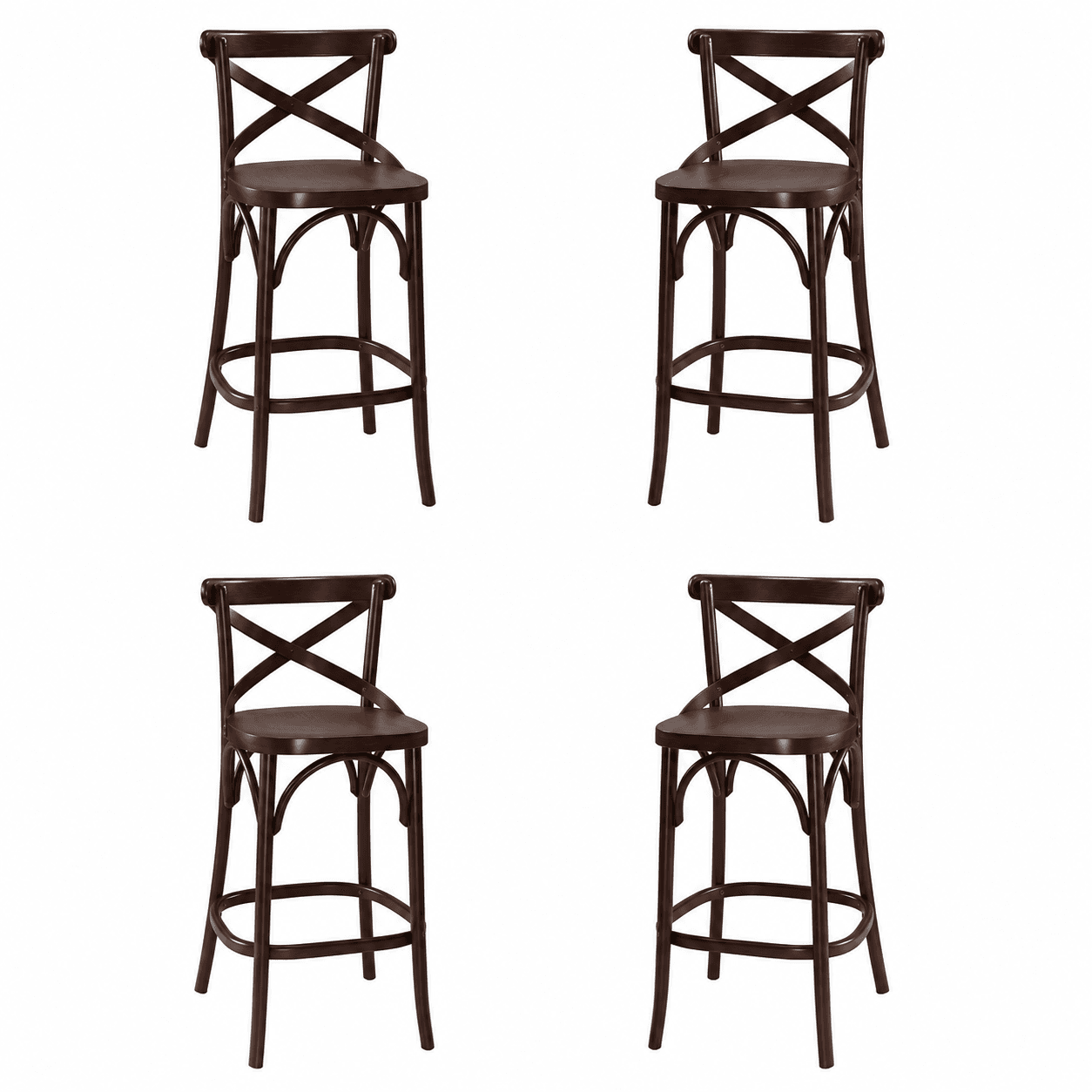 Conjunto 4 Banquetas Alta X Madeira Maciça Confortável Cor Pinhão
