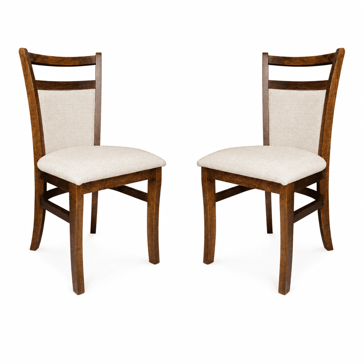 Conjunto 2 Cadeiras de Madeira Cor Capuccino com Encosto Liso