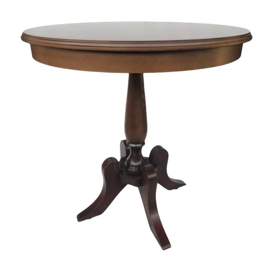 Mesa Lateral Redonda de Madeira 60 Cm Fênix Imbuia Envelhecido