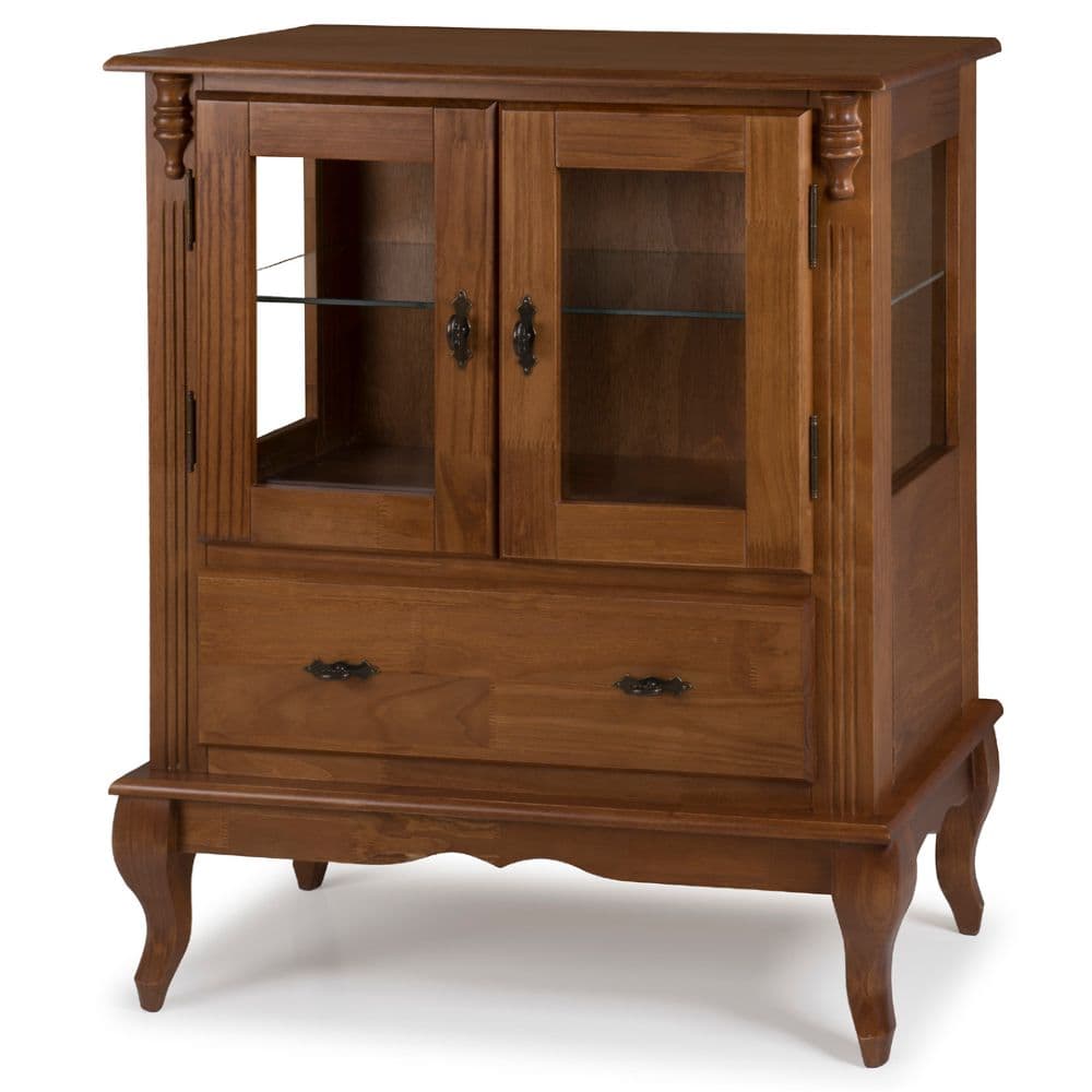 Cristaleira Baixa 96Cm 2 Portas 1 Gaveta Mava Imbuia Glazer
