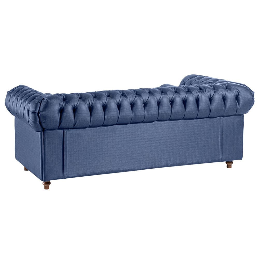 Sofá Chesterfield 2 Lugares 180 Cm Sintético Facto Azul