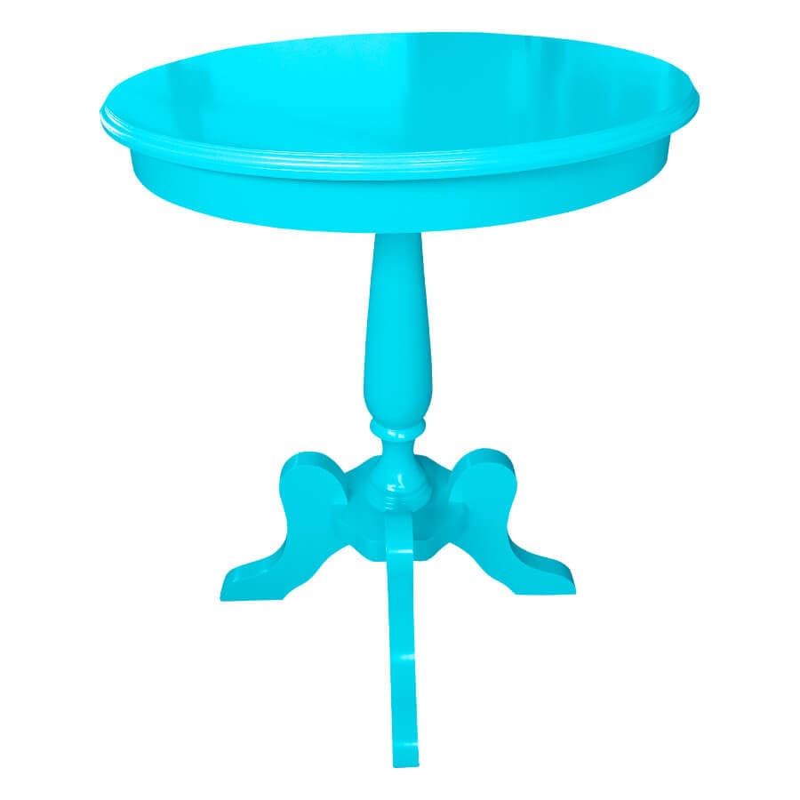 Mesa Lateral Redonda de Madeira 60 Cm Fênix Azul