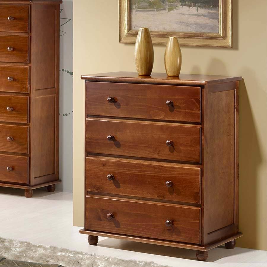 Cômoda Pinus com 4 Gavetas