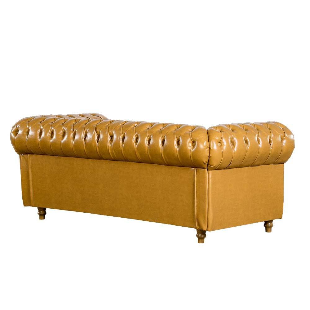 Sofá Chesterfield 2 Lugares 180 Cm Couro Caramelo