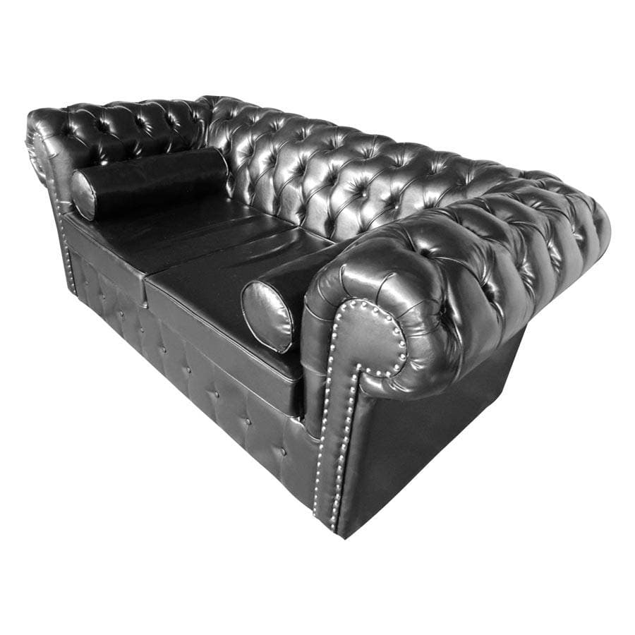 Sofá Chesterfield 2 Lugares 180 Cm Couro Ecológico Preto