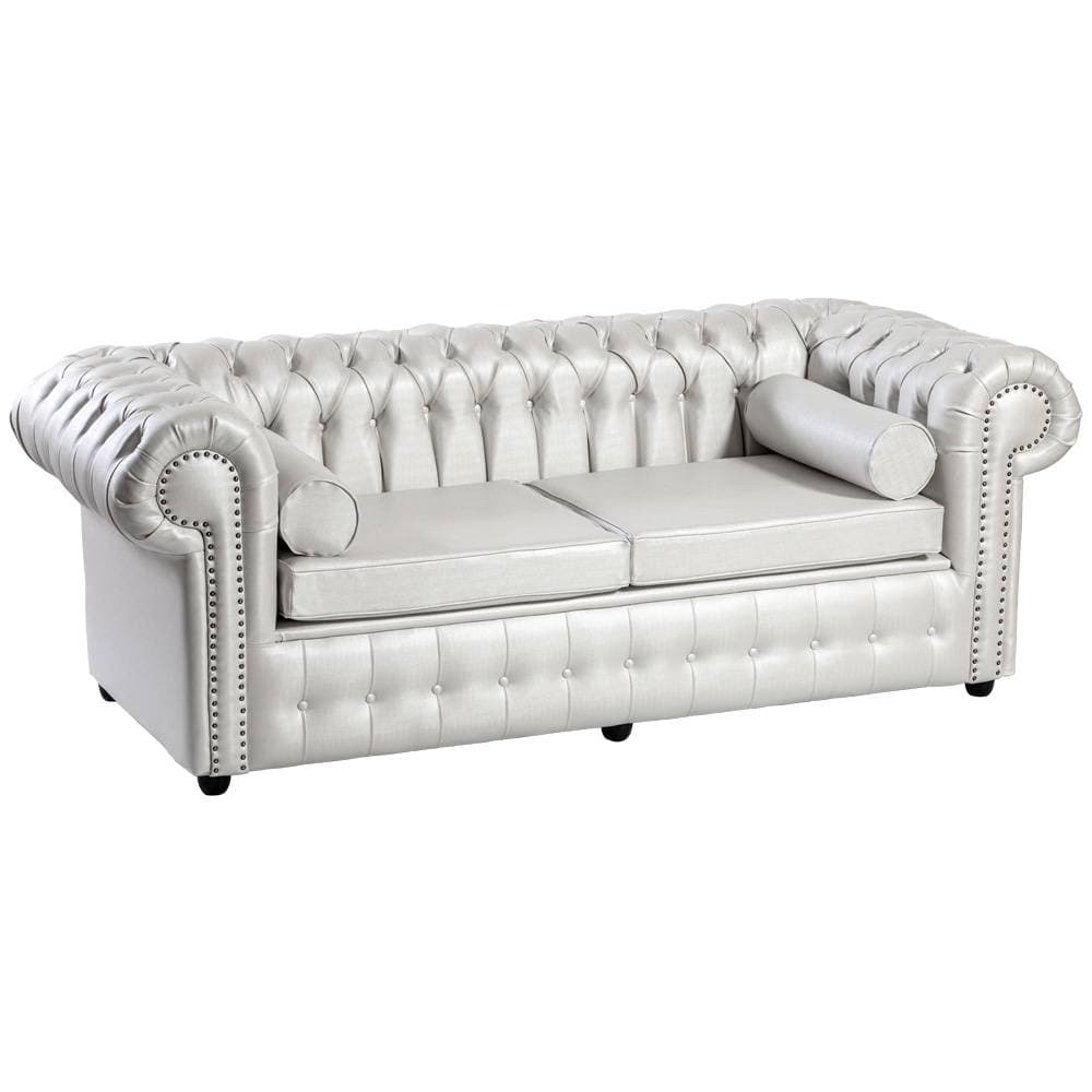 Sofá Chesterfield 2 Lugares 180 Cm Couro Sintético Branco