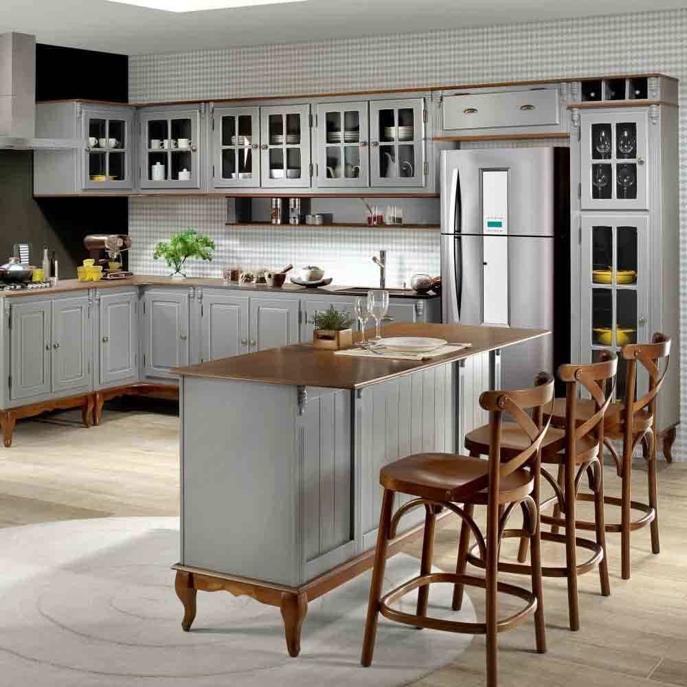Aéreo Hanover 1.20M 3 Portas Vidro de Madeira e Mdf Cinza com Imbuia