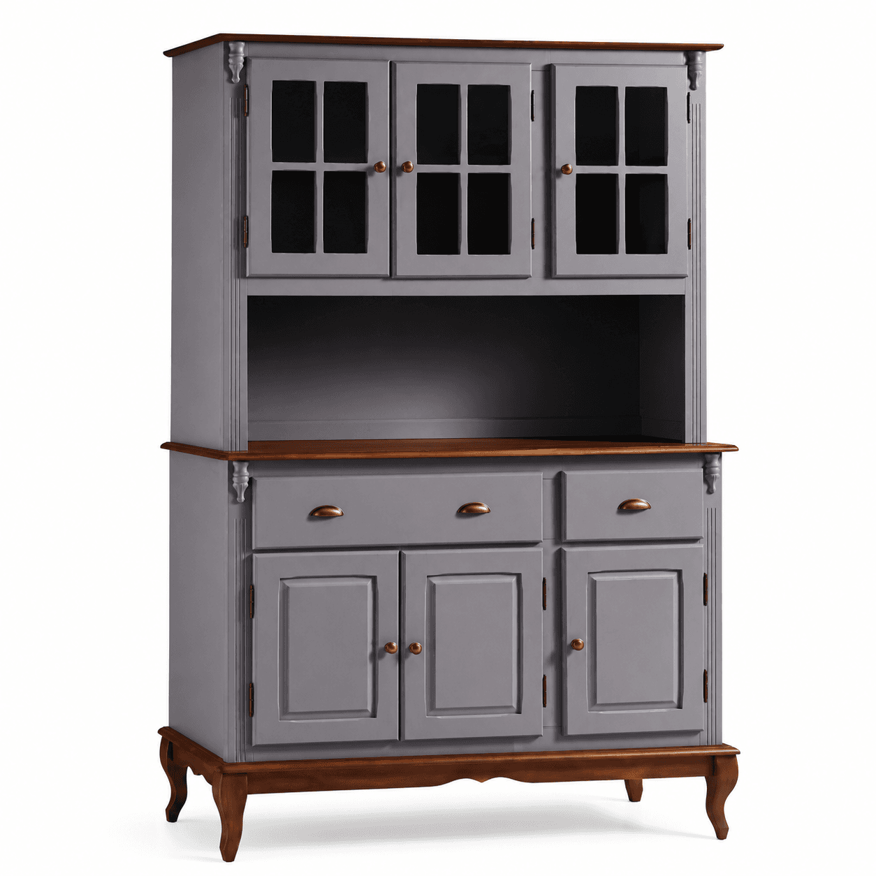 Balcão de Cozinha com Oratório 6 Portas Hanover Cinza