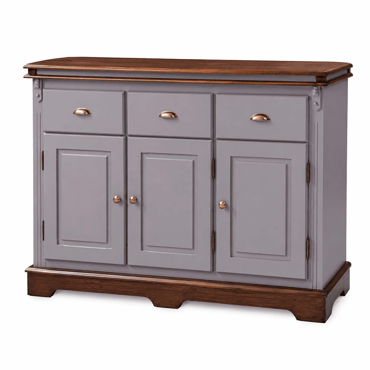 Buffet 3 Portas 2 Gavetas Manchester Cinza e Garapa