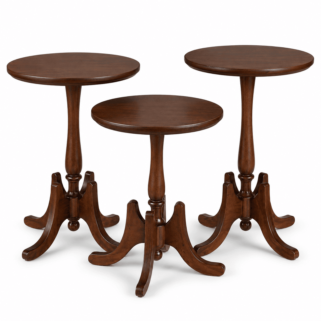 Conjunto 3 Mesas de Apoio Fróg Redondas Madeira Decorativo Imbuia Glazer