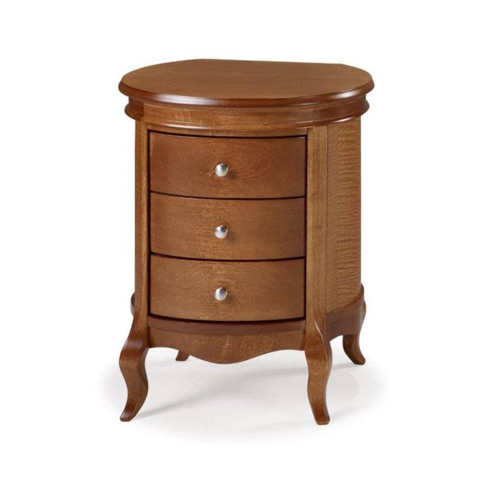 Mesa de Cabeceira Barrica Francesa de Madeira Cor Imbuia 3 Gavetas