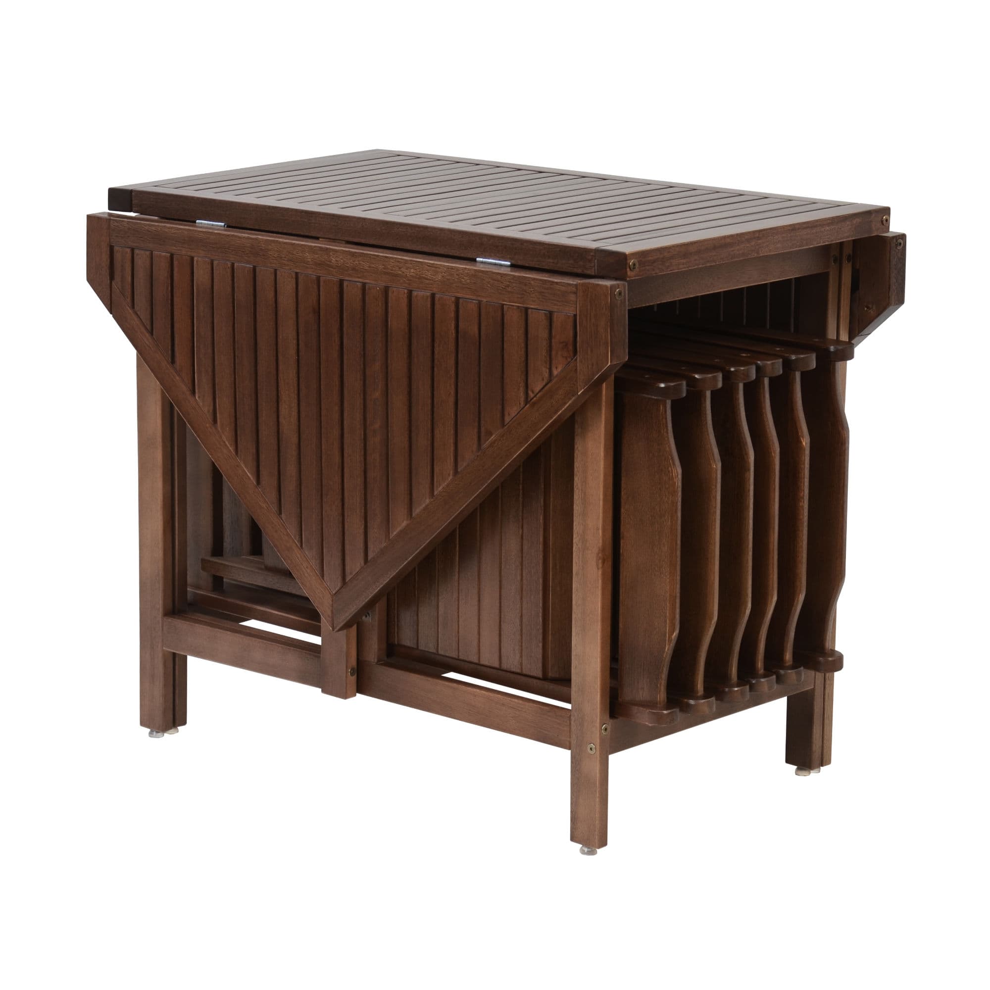 Conjunto Mesa Dobrável Hexagonal 105 Cm com 6 Cadeiras Cor Mogno